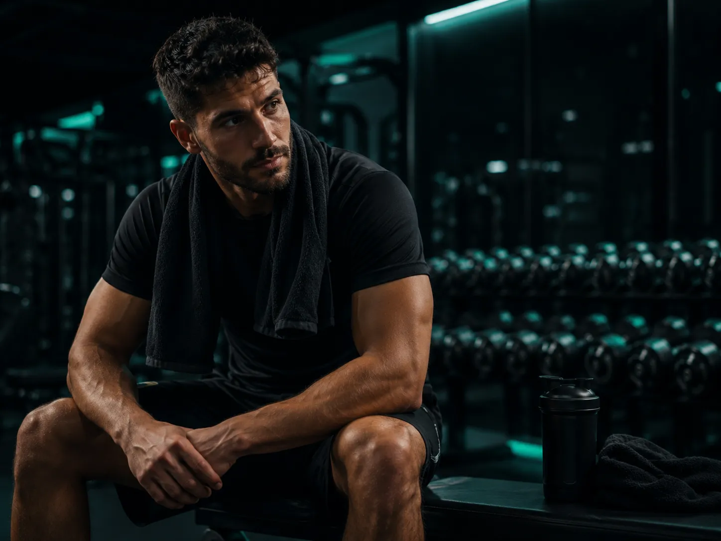 Taking a breather after a workout at the gym