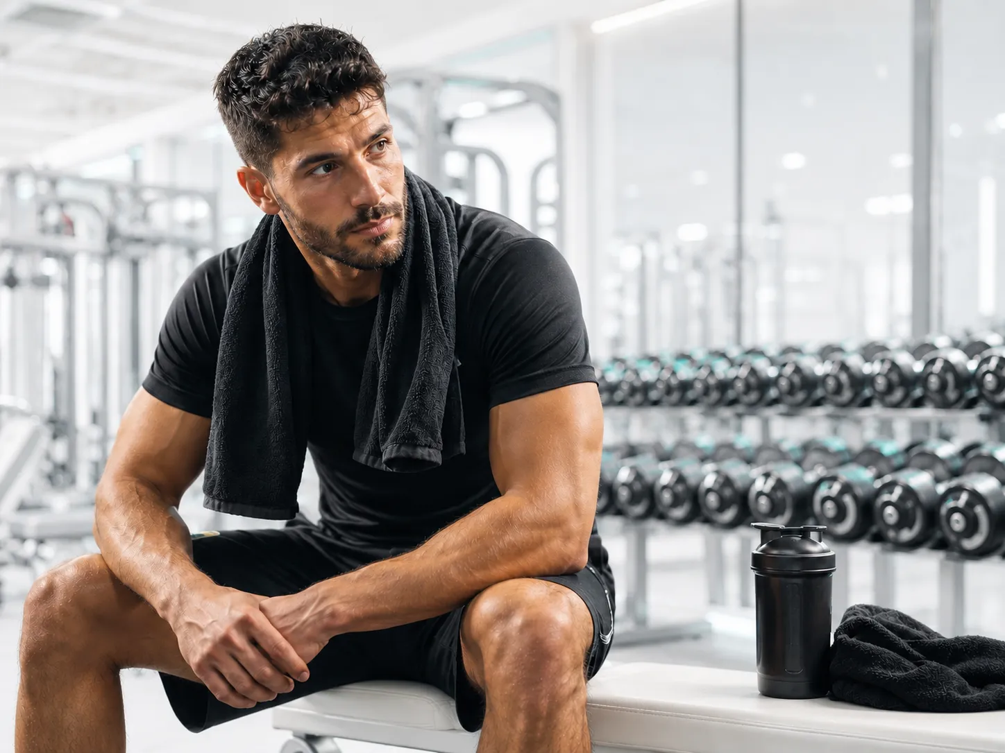 Taking a breather after a workout at the gym